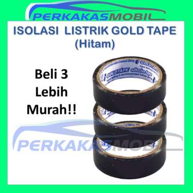 Gold Tape 3 buah Isolasi Isolator Solasi Solatip Selotip Kabel Listrik Hitam Black Vinyl Electrical 