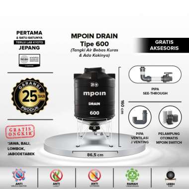Tangki Air / Tandon / Toren MPOIN Plus 600 Drain Hitam
