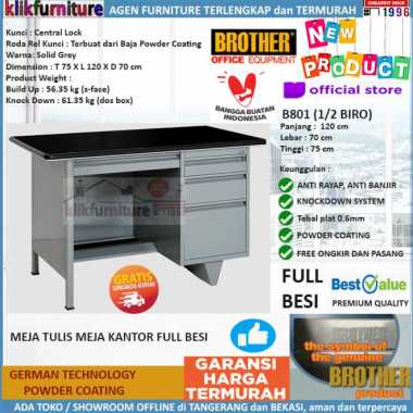 Meja Tulis Meja Kantor Meja Kerja Besi 1/2 Biro B801 Brother