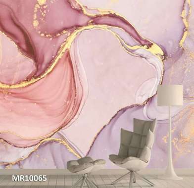 Wallpaper Dinding Mural 3D Photowall Motif Visual Cat Marmer Pink Gold 3D
