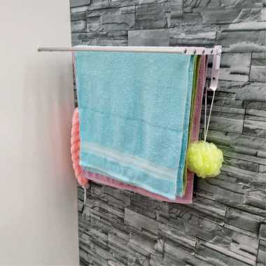 JEMURAN DINDING ALUMINIUM / JEMURAN TOILET/ GANTUNGAN TOILET 4 HANDUK 75 cm