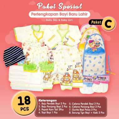 18 Pcs Set Perlengkapan Bayi Baru Lahir Newborn PAKET C Kebutuhan Bayi Newborn Perlengkapan Kado Kel