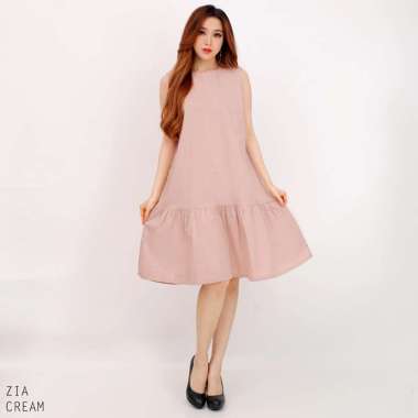 Evercloth Zia Dress - Dress Wanita Terusan Wanita Semua Ukuran CREAM