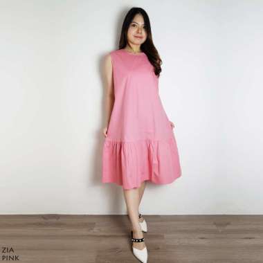Evercloth Zia Dress - Dress Wanita Terusan Wanita Semua Ukuran PINK