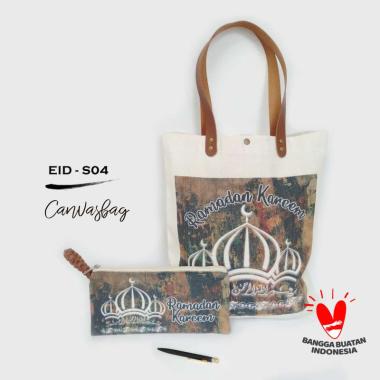 Dewani Tote Bag Set Canvas & Pouch EID04 Seri Lebaran Tas Kanvas Wanita