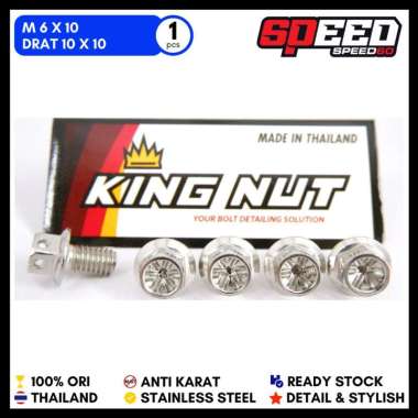 Baut M 6 x 10 Drat 10 x 10 Silver Baut Probolt Thailand Stainless King Nut
