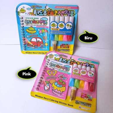 SET STICKER MEWARNAI + Tinta timbul 3D Gliter Manik-manik