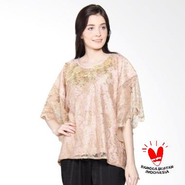 Benangsari Soraya Top Brukat Emas Atasan Wanita - Soft Pink