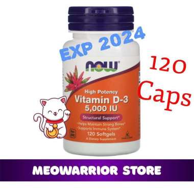 NOW Foods Vitamin D3 5000 IU 120 Softgels - D-3 5000IU - 120 Softgels