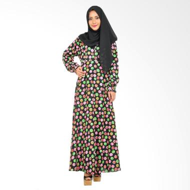 Hanalila Daily Hijab Viola Abaya Bella Motif Dress Muslim - Black