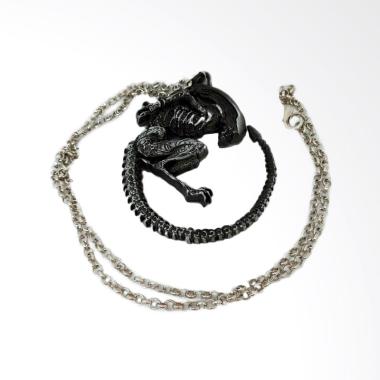 Robagin Logo Alien Covenant Kalung Pria Wanita - Silver Black