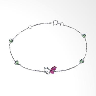 Tiaria 18K Ruby Butterfly Bracelet Aksesoris Emas Gelang - White Gold