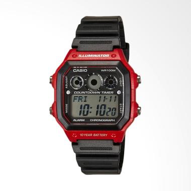 CASIO Jam Tangan Pria - Black Red AE-1300WH-4AVDF