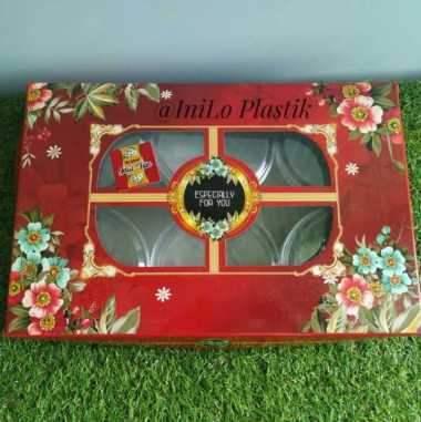 @10pcs Dus Parcel Kue Kering / Dus Maroon Motif Bunga / Box Hampers
