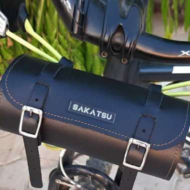 TABUNG MOTOR Sepeda Sakatsu / Tas Motor Sepeda Kulit PU Universal coklat