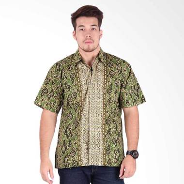 Rianty Batik Mega Mendung Hem Pria - Green