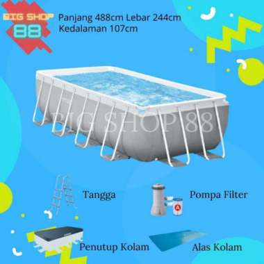 INTEX KOLAM RENANG PORTABLE KOLAM RENANG KELUARGA RECTANGULAR PRISM FRAME POOL BIG BESAR JUMBO 488 C