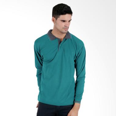 Elfs Shop Lacost Lengan Panjang Kerah Poloshirt Baju Atasan Pria - Tosca