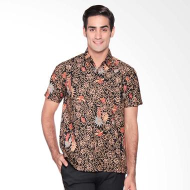 Batik Waskito Short Sleeve Cotton Shirt Kemeja Batik Pria - Black