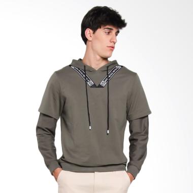 Papercut Men Cliff Jaket Hoodie Pria - Olive