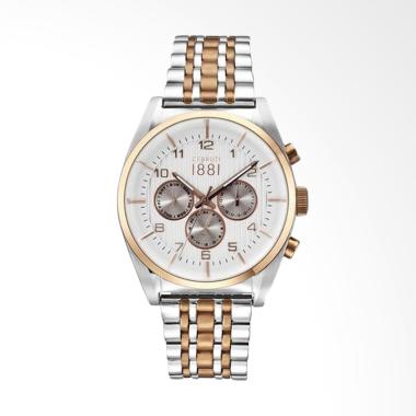 Cerruti 1881 Multifunction Silver Rosegold Stainless Steel Jam Tangan Pria CRA109STR04MRT Silver