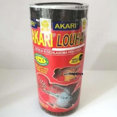 Akari louhan kemasan botol 100 gr makanan ikan lohan pelet ikan lohan 2 mm