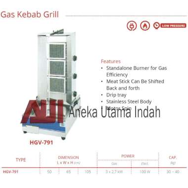 GETRA HGV-791 Automatic Kebab Grill (Mesin Kebab) / Gas Kebab Grill