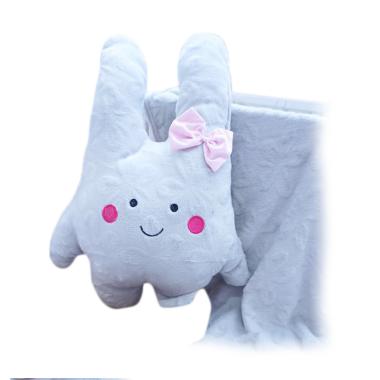 FusionHome Bunny dengan Pita Boneka Selimut - Grey
