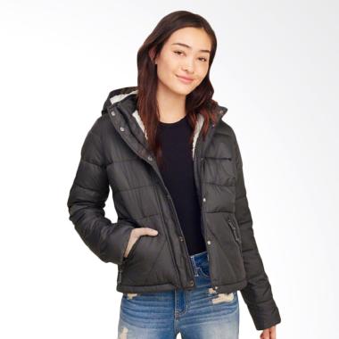 Hollister Sherpa Lined Puffer Jaket Wanita - Dark Grey