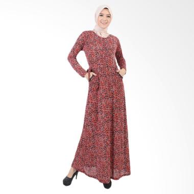 Jfashion Long Dress Gamis Maxi Variasi Seleting Depan - Shavana Merah