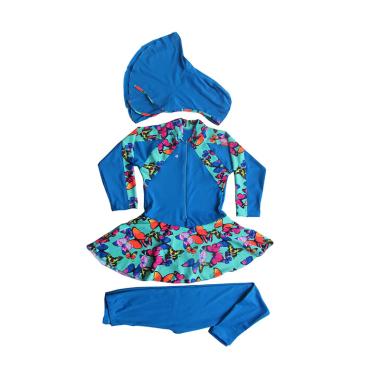 Rainy Collections Muslim Motif Butterfly Baju Renang Anak - Biru