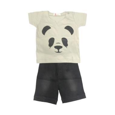 Tiny Button Toddler Boy Panda Celan ... Pakaian Anak - Abu Hitam