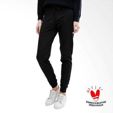 Okechuku Bright Basic Fashion Jogger Celana Wanita - Hitam