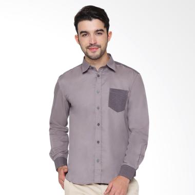 Enzy Batik Shirt With Lurik Kemeja Pria - Grey