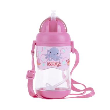 Nuby Tritan Flip It with Weighted Straw Botol Minum Anak - Pink Pink