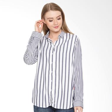 Osella Ladies Woman Shirt Long Zara ... meja Wanita - Black White