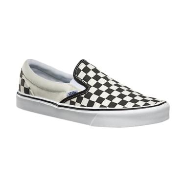 ans Checkerboard Slip On Lite Skate Sepatu Olahraga Pria - Black White