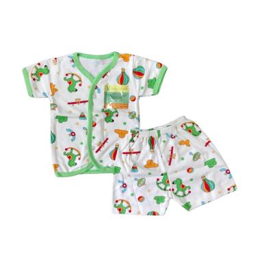 Aruchi Motif Playground Kancing Dep ... n Baju Tidur Bayi - Hijau