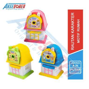 Rautan Pensil Putar Karakter Rumah Joyko [A-20] / Serutan Rotary Pencil / Kerokan Meja Super Tajam -