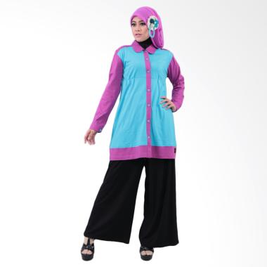 Qirani 182 Melati Blouse Muslim - Biru