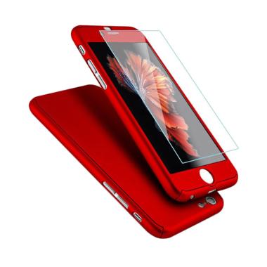 OEM 360 Hardcase Casing for iPhone ... Red + Free Tempered Glass