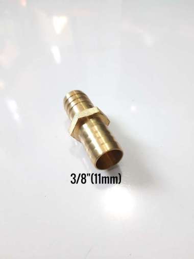 Nepel Cabang 2 Lurus KUNINGAN Sambungan Selang gas / Kompresor 11mm (3/8") (E547)