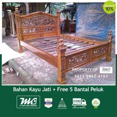 DIPAN RANGKA TEMPAT TIDUR UKIRAN KAYU JATI