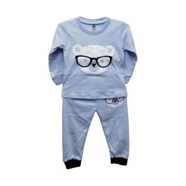 Gracie Motif Bear Kacamata Baju Tidur Bayi Laki-laki - Biru Muda 03