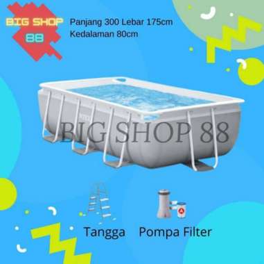 INTEX KOLAM RENANG ANAK JUMBO KOLAM RENANG PORTABLE PRISM FRAME POOL 3M BONUS POMPA FILTER DAN TANGG