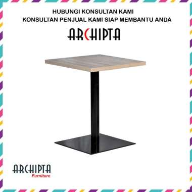 Archipta Furniture - Meja Makan Cafe Resto Kaki Plat Besi Tiang 1 Set meja 60x80