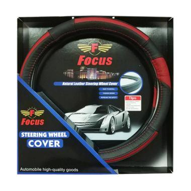 Focus Kulit Sarung Stir Mobil - Hitam Merah