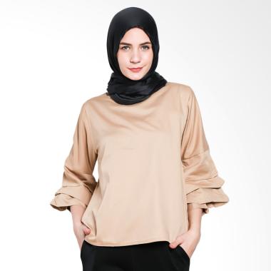 Imperial Bloom Hand Top Blouse Muslim - Mocca