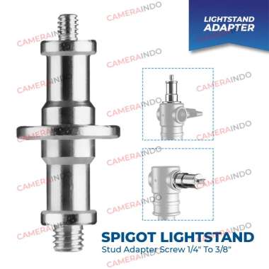 Spigot Lightstand Stud Adapter Screw 1/4" To 3/8" Thread