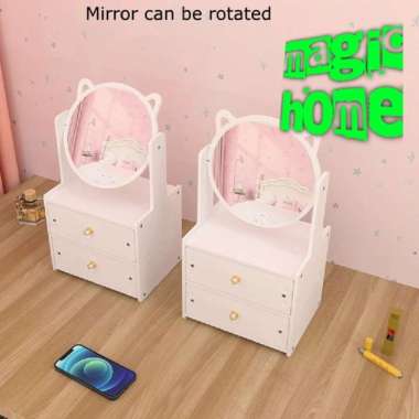 Storage box Makeup Rak kosmetik kayu kaca bulat Perhiasan parfum MSB27